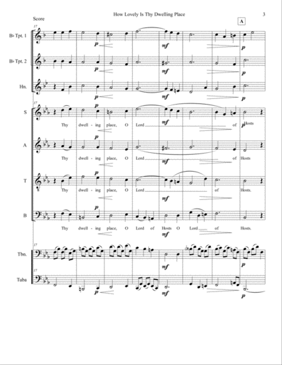 How Lovely Is Thy Dwelling Place for SATB and Brass Quintet 4-Part scores gallery preview page 4