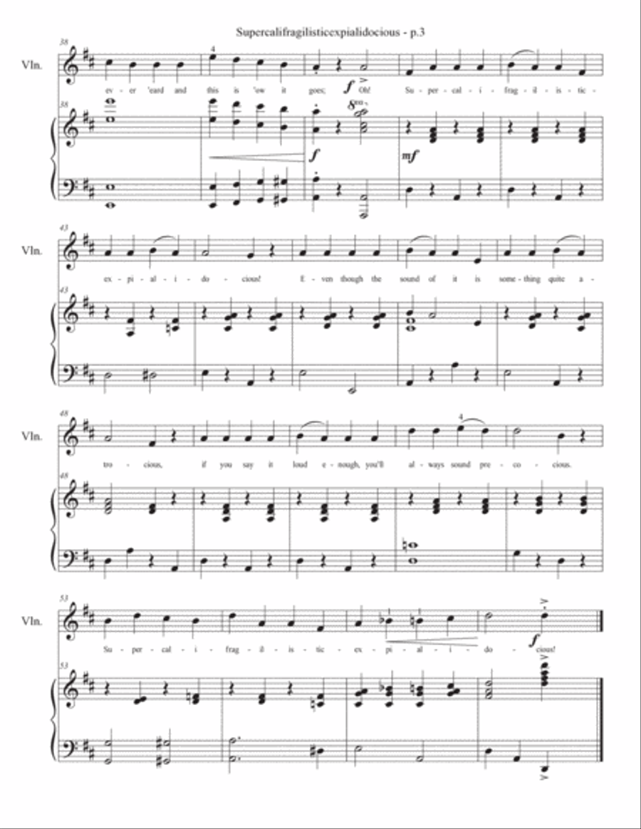 Supercalifragilisticexpialidocious Violin Solo scores gallery preview page 3