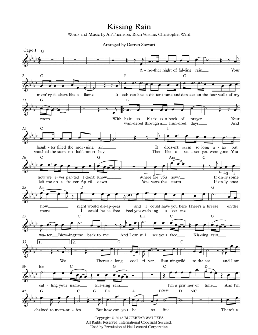 Kissing Rain Piano scores gallery preview page 1