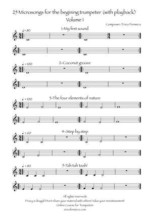 25 microsongs for the begining trumpeter (with playback). Volume 1.