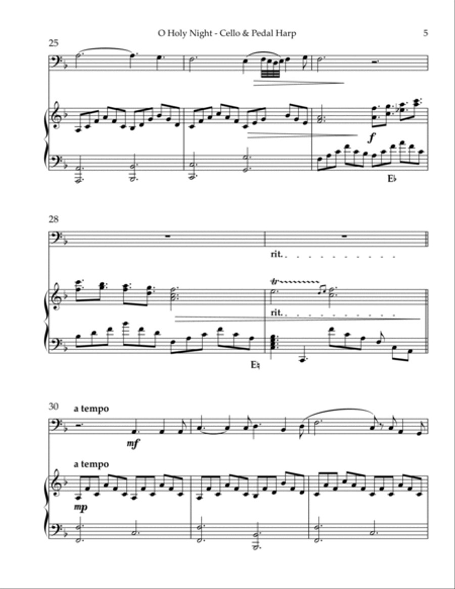 O Holy Night, Duet for Cello & Pedal Harp