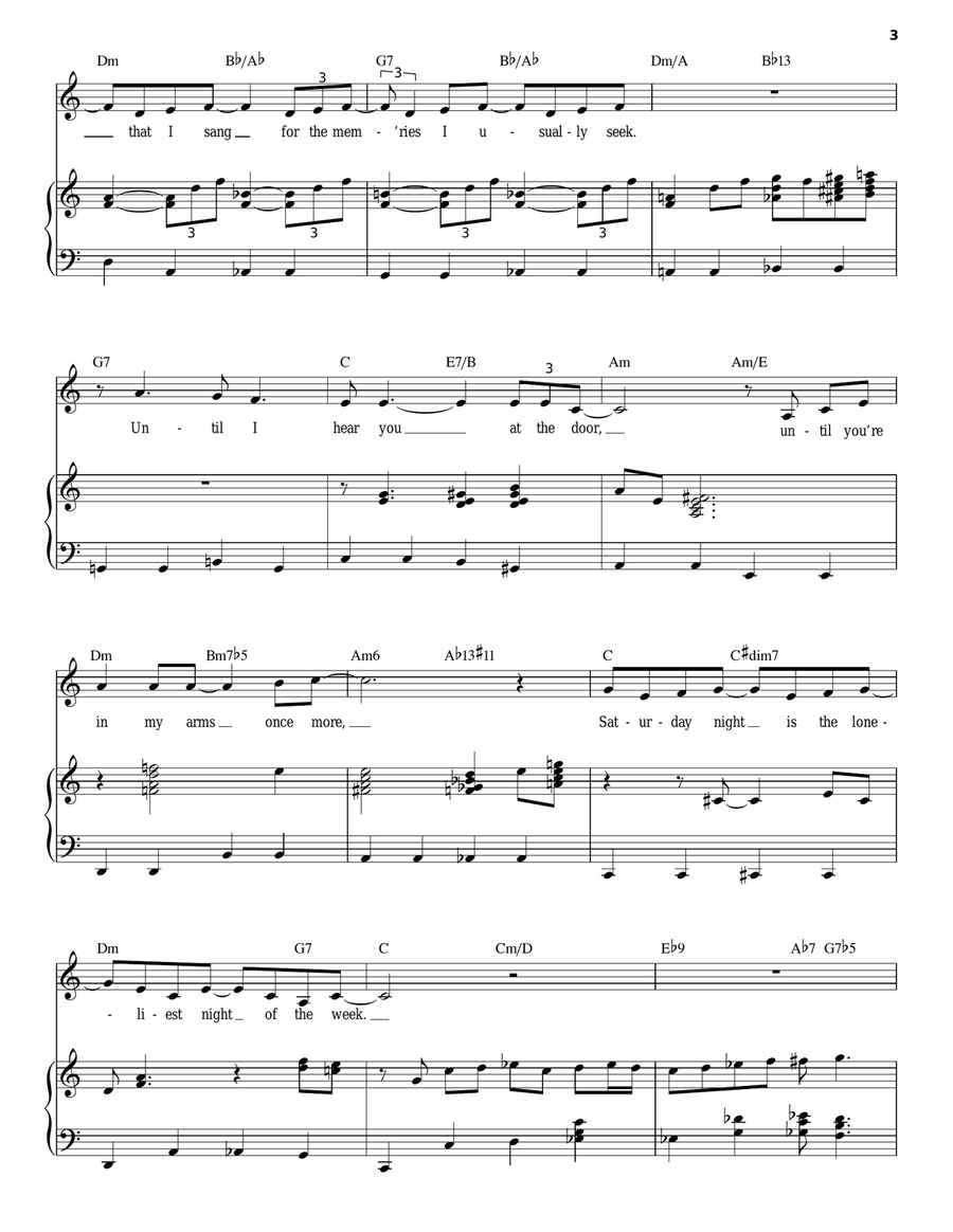 Saturday Night (Is The Loneliest Night Of The Week) Piano, Vocal scores gallery preview page 3