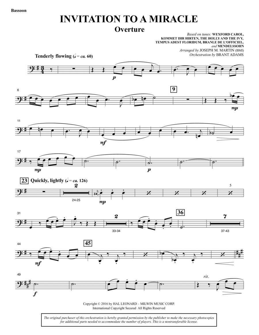 Invitation to a Miracle - Bassoon