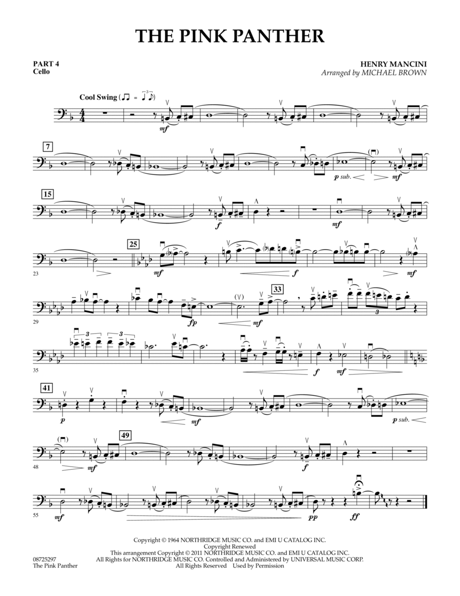 The Pink Panther - Pt.4 - Cello Concert Band scores gallery preview page 1