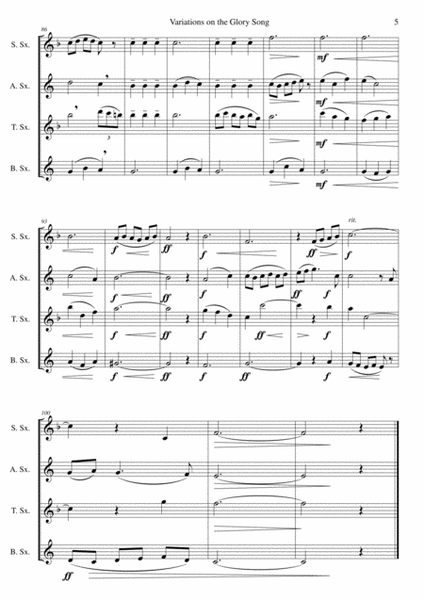 Variations on the Glory Song for saxophone quartet image number null