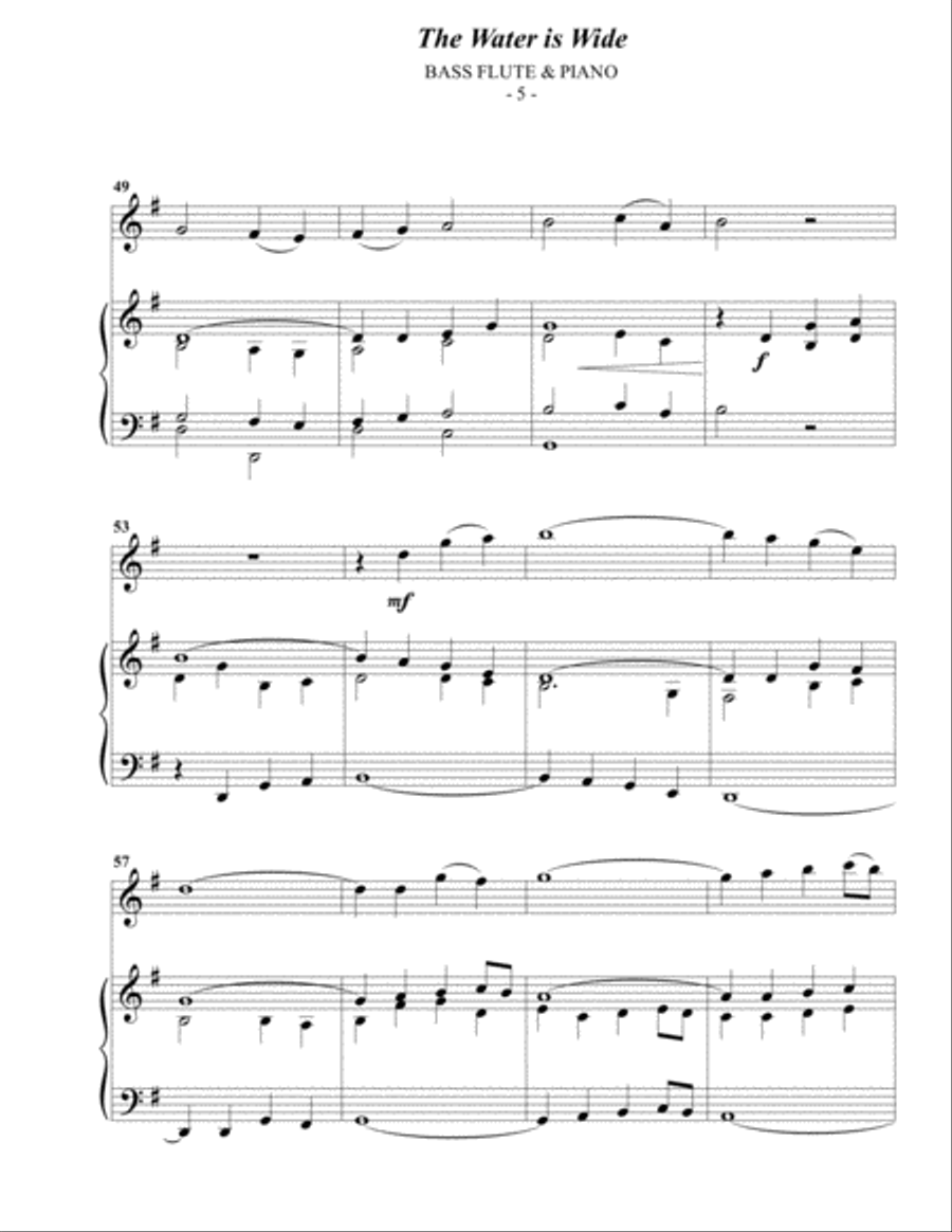 The Water is Wide for Bass Flute & Piano Flute Solo scores gallery preview page 5