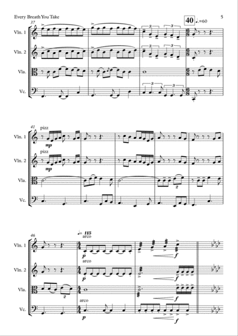 Every Breath You Take String Quartet scores gallery preview page 5