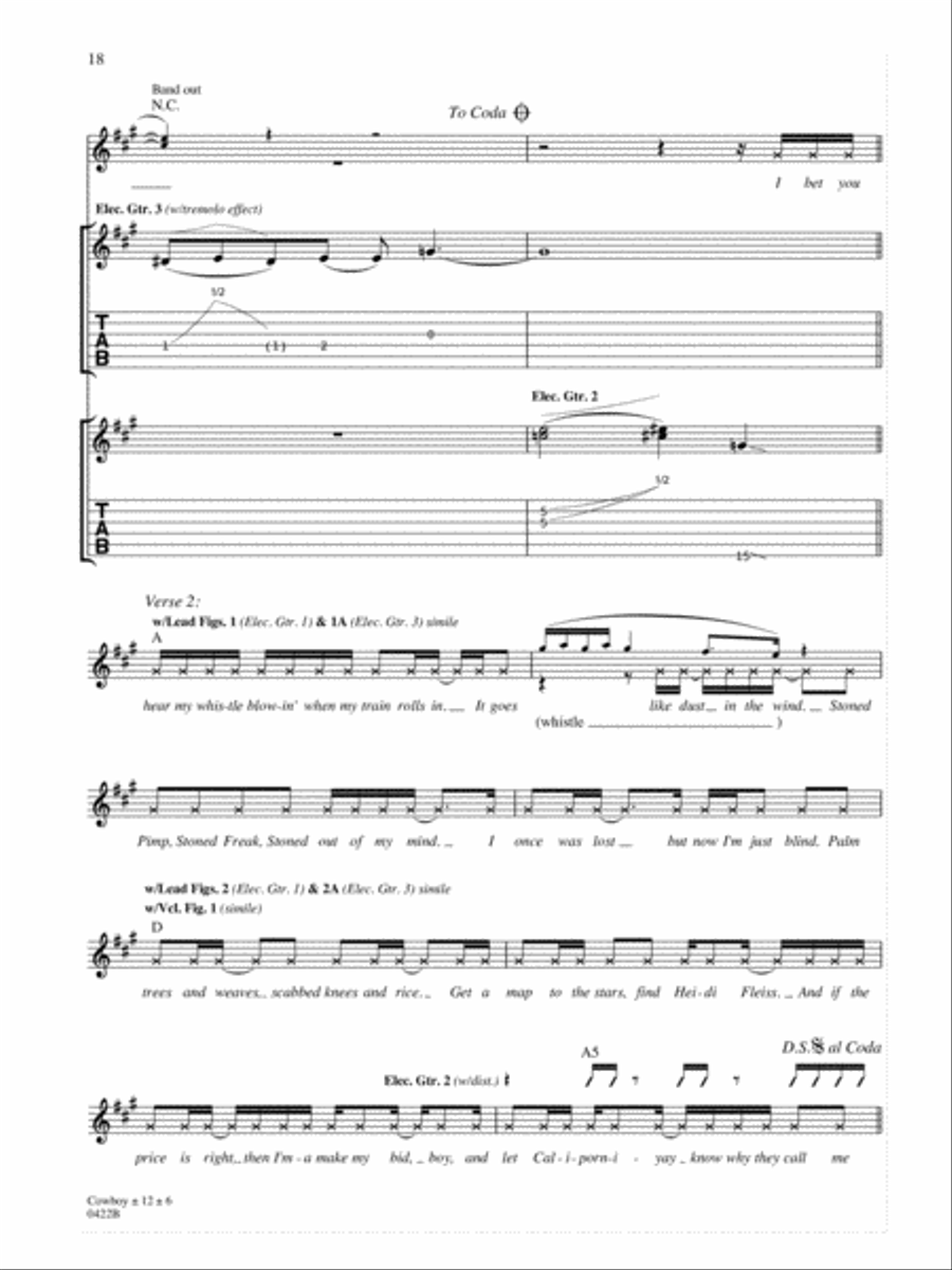 Cowboy Guitar Tablature scores gallery preview page 6