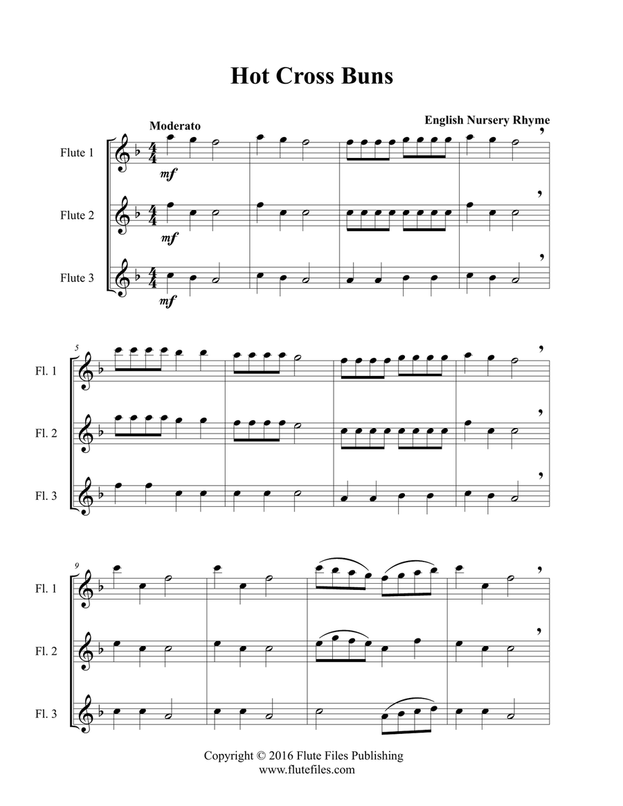 Hot Cross Buns - Flute Trio Flute Trio scores gallery preview page 3