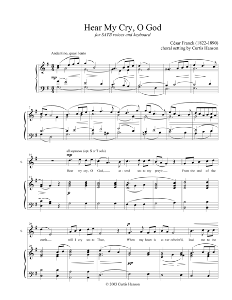 Hear My Cry, O God (SATB) 4-Part scores gallery preview page 1