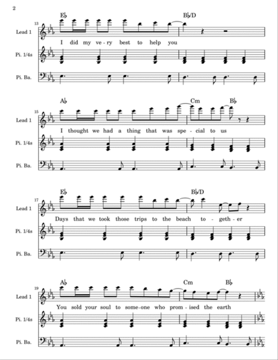 I Need Love Easy Piano scores gallery preview page 2