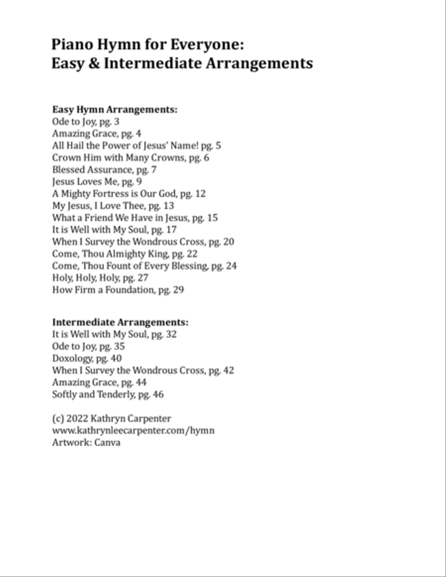 Piano Hymns for Everyone: Easy & Intermediate Arrangements Piano Method scores gallery preview page 2