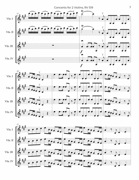 Vivaldi: Concerto for 2 Violins, RV 519 - arr. for Violin Quartet image number null