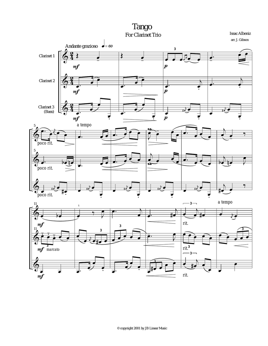 Tango for Clarinet Trio Clarinet Trio scores gallery preview page 2