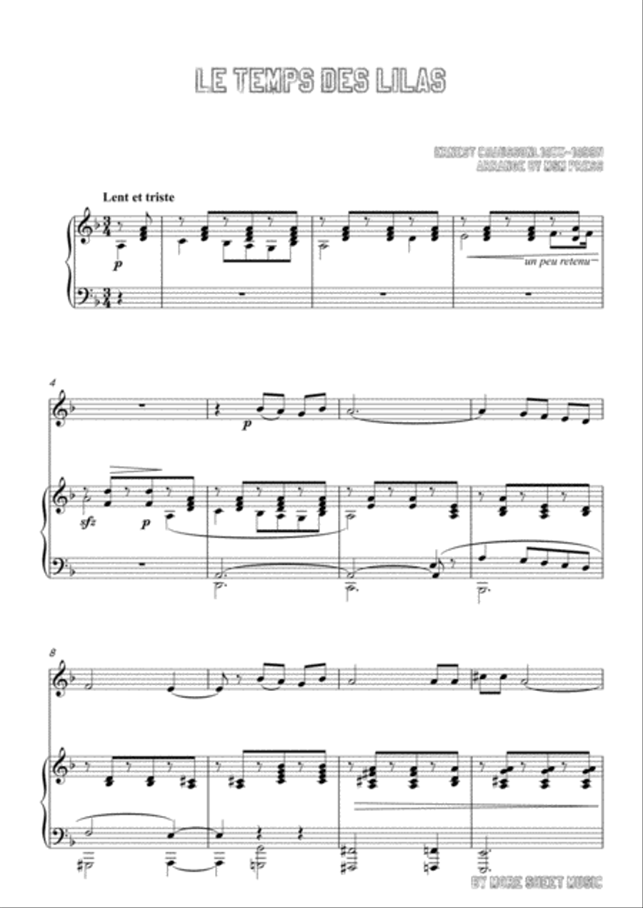 Chausson-Le temps des lilas, for Flute and Piano Flute Solo scores gallery preview page 3