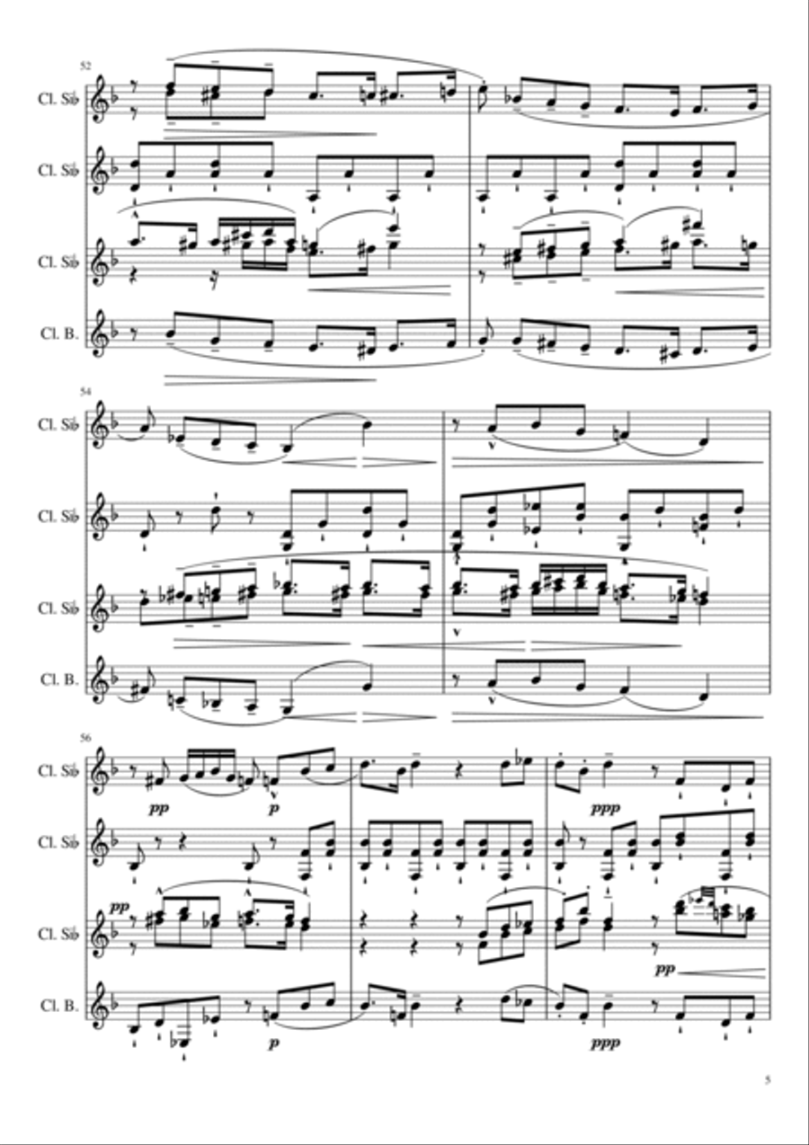 Gustav Mahler Funeral March (from Symphony No. 1) for Clarinet Ensemble Woodwind Quintet scores gallery preview page 6
