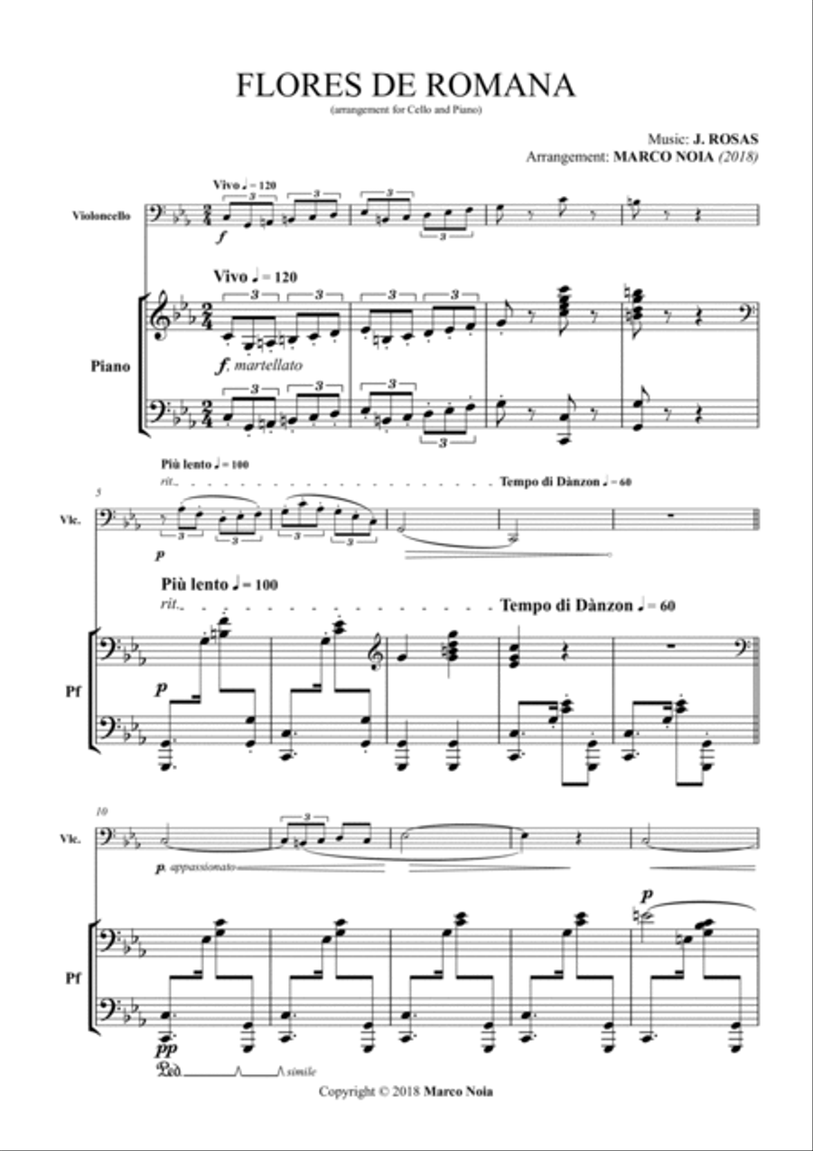 Flores de Romana (for Cello and Piano) Piano scores gallery preview page 2