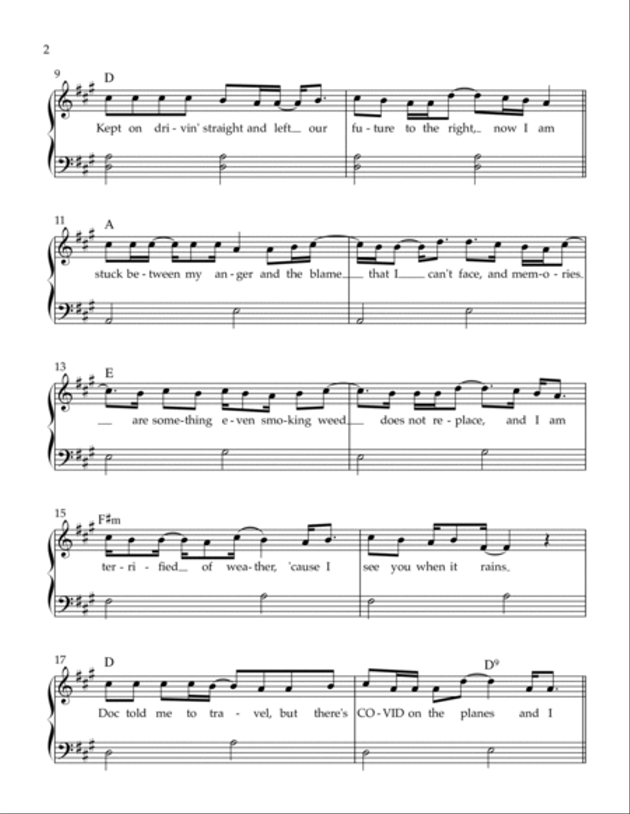 Stick Season Easy Piano scores gallery preview page 2