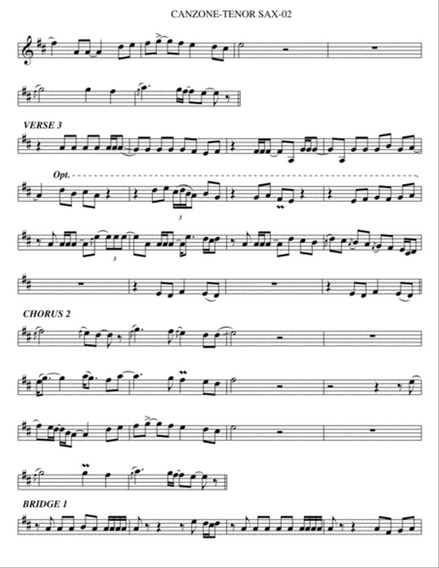 Canzone Canzone Tenor Saxophone scores gallery preview page 2