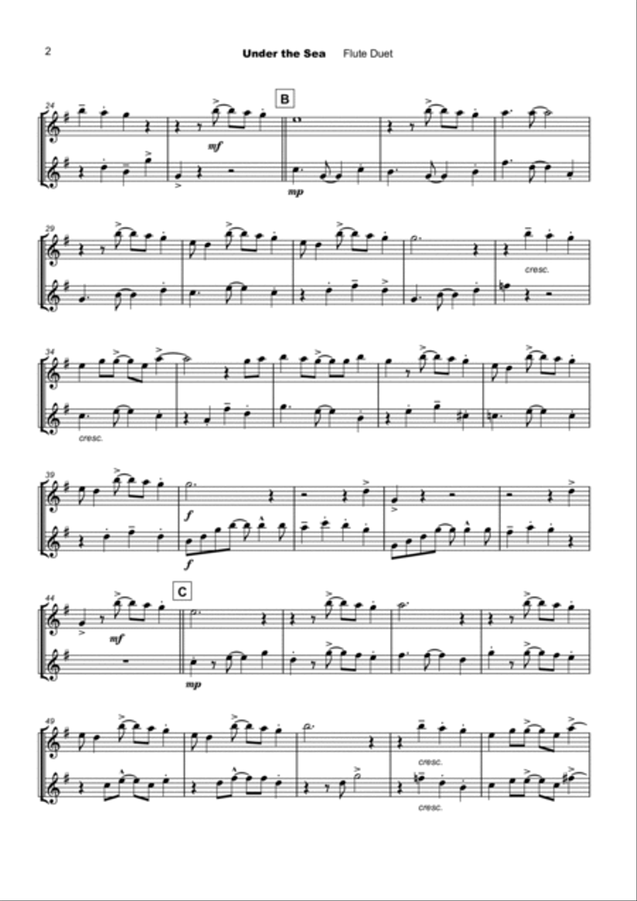 Under The Sea Flute Duet scores gallery preview page 3
