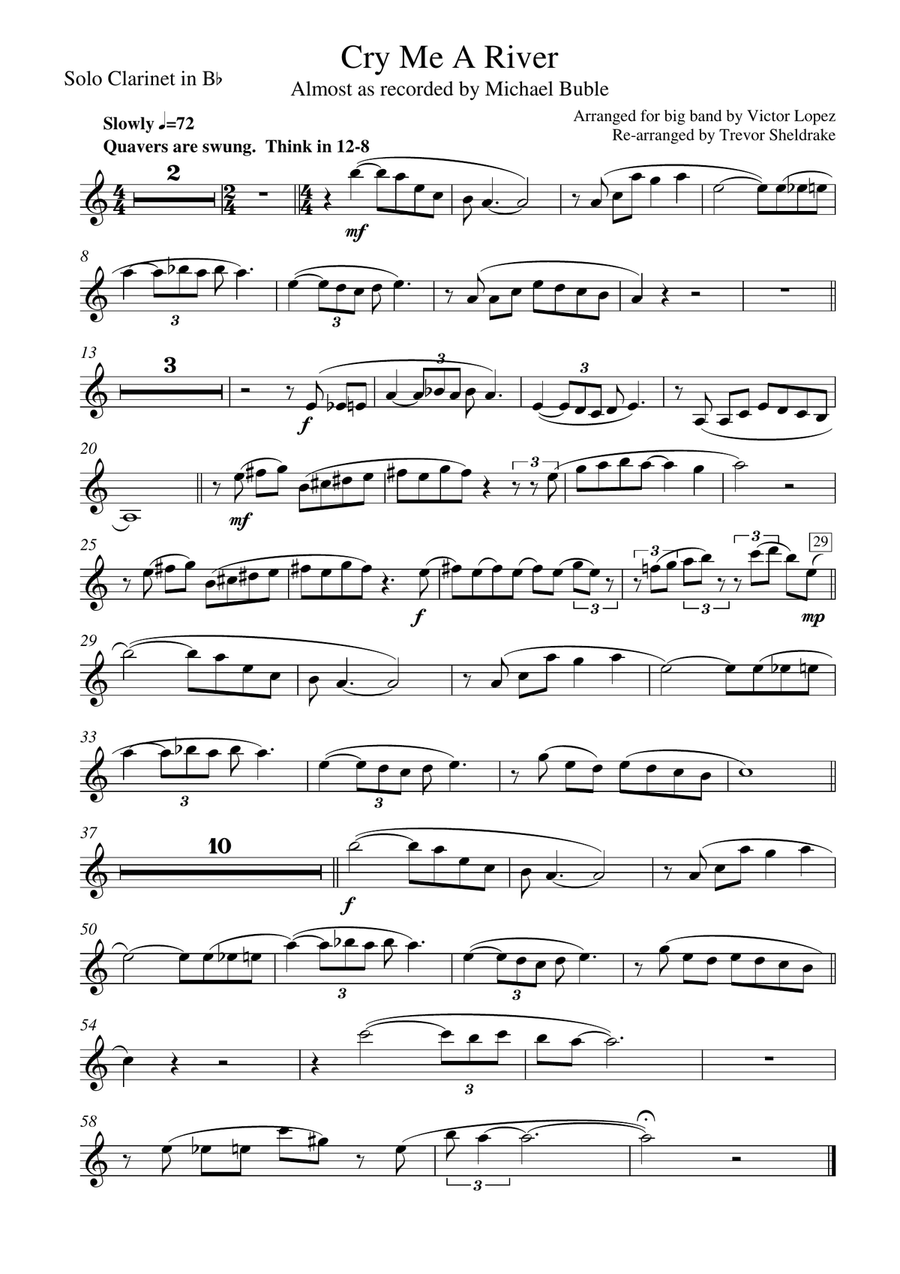 Cry me a River Concert Band scores gallery preview page 1
