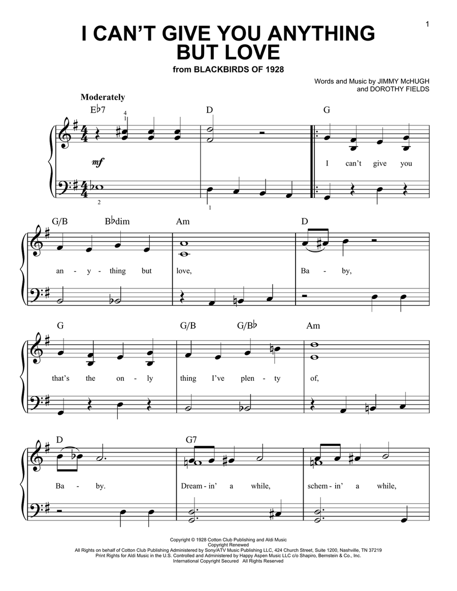 I Can't Give You Anything But Love Voice scores gallery preview page 1