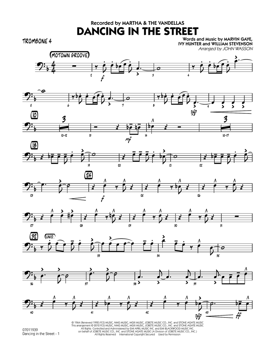 Dancing In The Street - Trombone 4 Jazz Ensemble scores gallery preview page 1