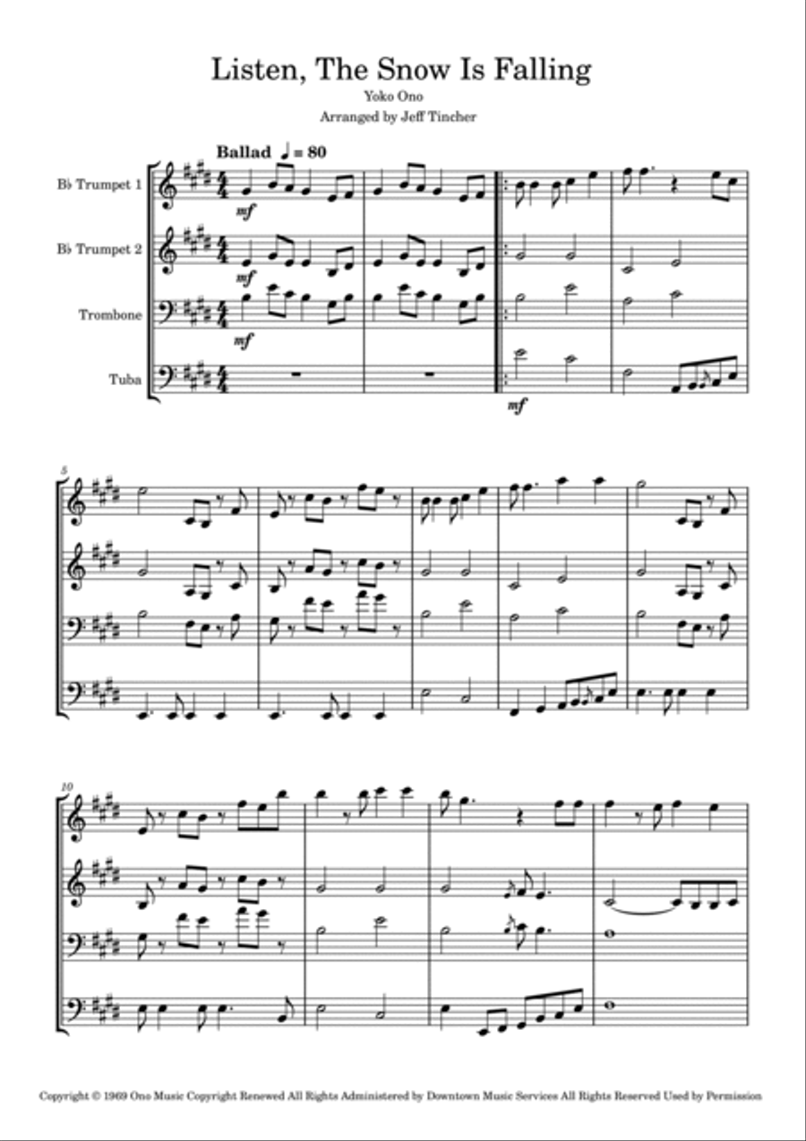 Listen, The Snow Is Falling Brass Ensemble scores gallery preview page 2