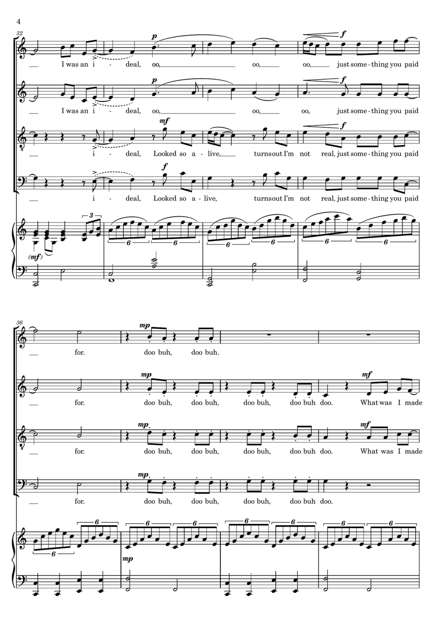 What Was I Made For? 4-Part scores gallery preview page 4