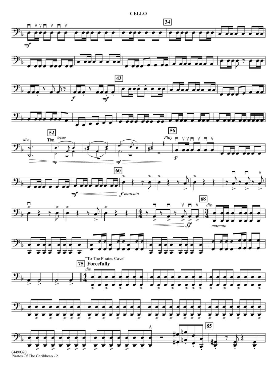 Pirates of the Caribbean arr. Ted Ricketts Cello by Klaus Badelt Full Orchestra Digital Sheet Music Sheet Music Plus