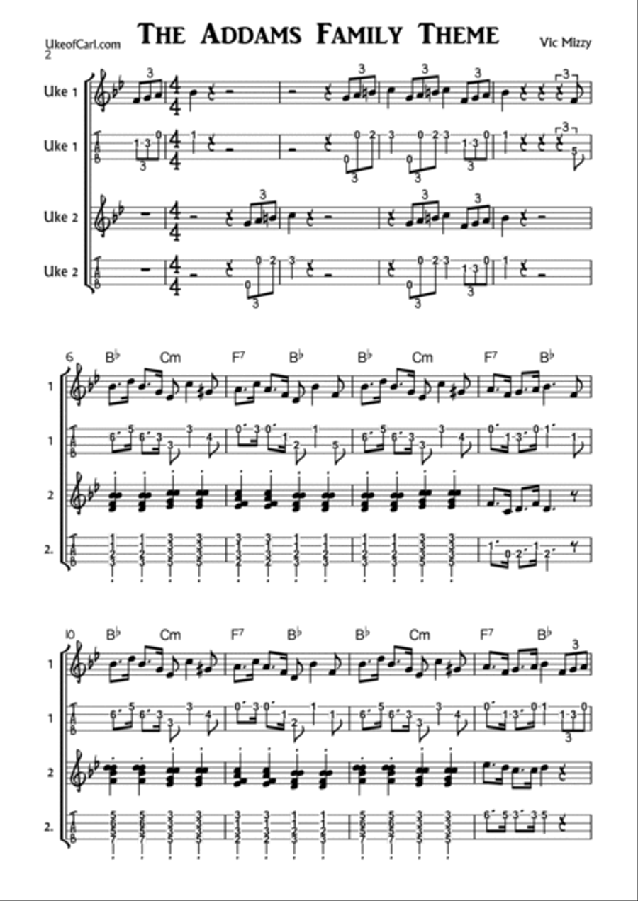The Addams Family Theme Ukulele scores gallery preview page 6