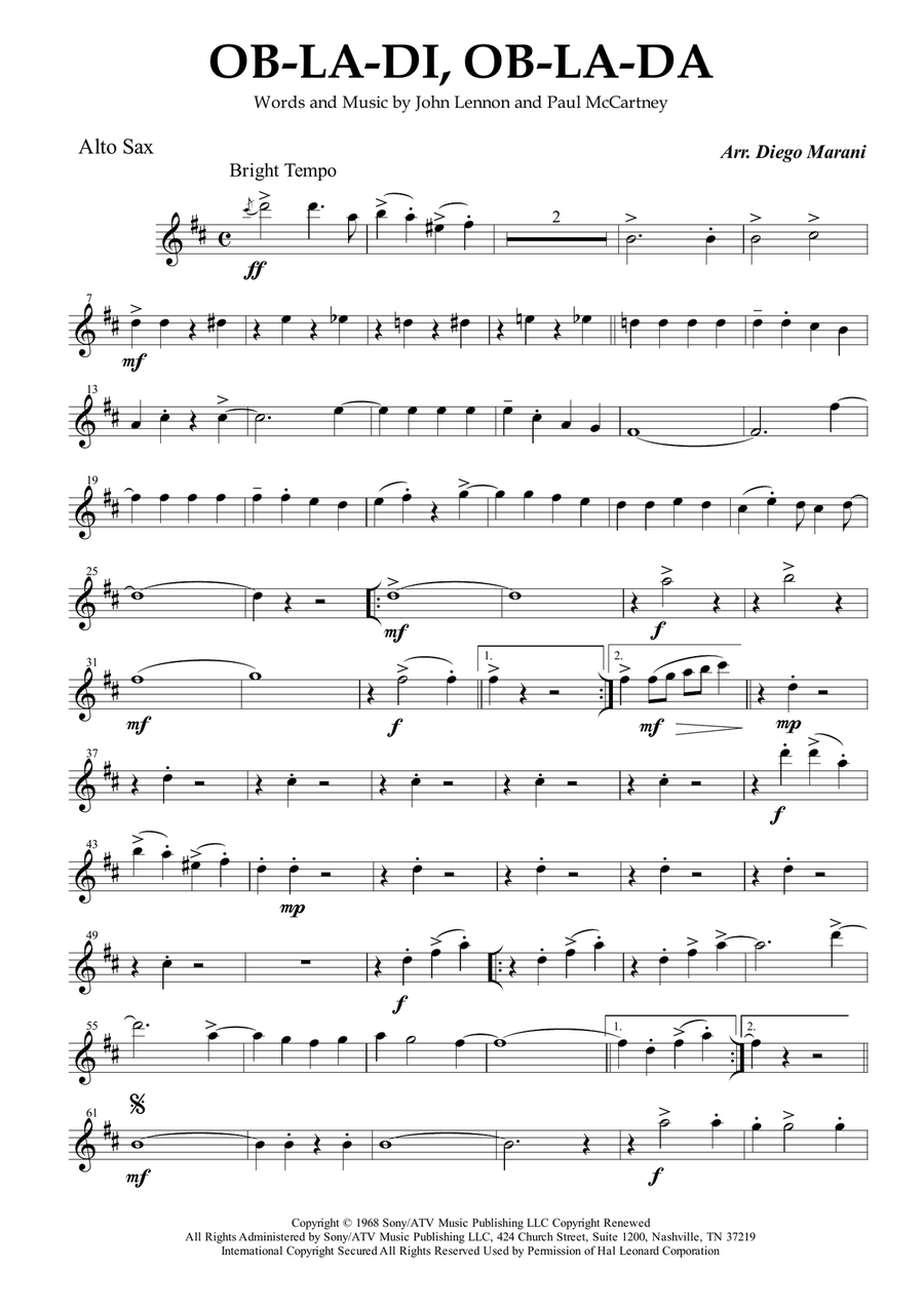 Ob-La-Di, Ob-La-Da Woodwind Quartet scores gallery preview page 1