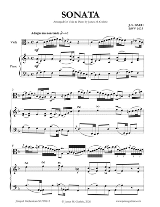 Book cover for BACH: Sonata BWV 1035 for Viola & Piano