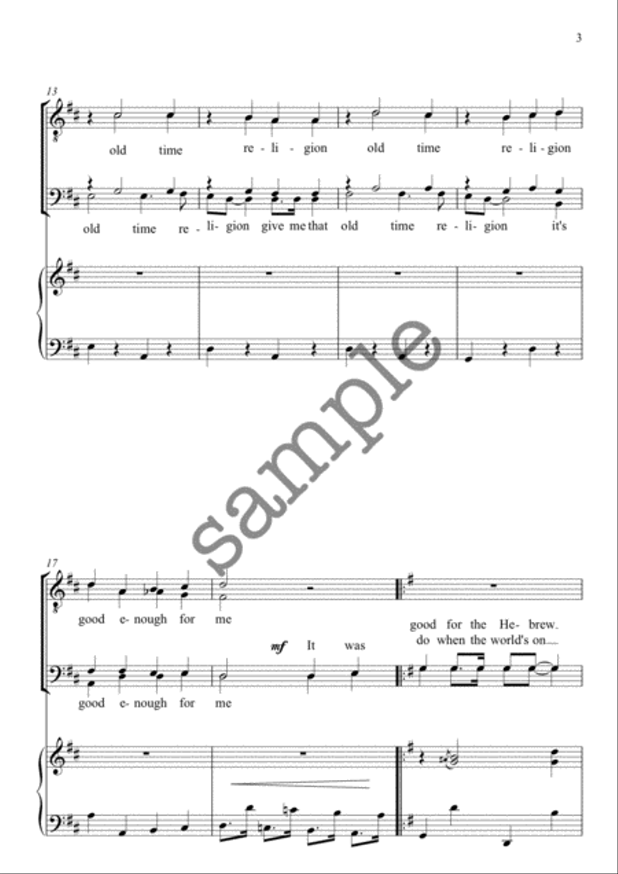Give Me That Old Time Religion TTBB scores gallery preview page 3