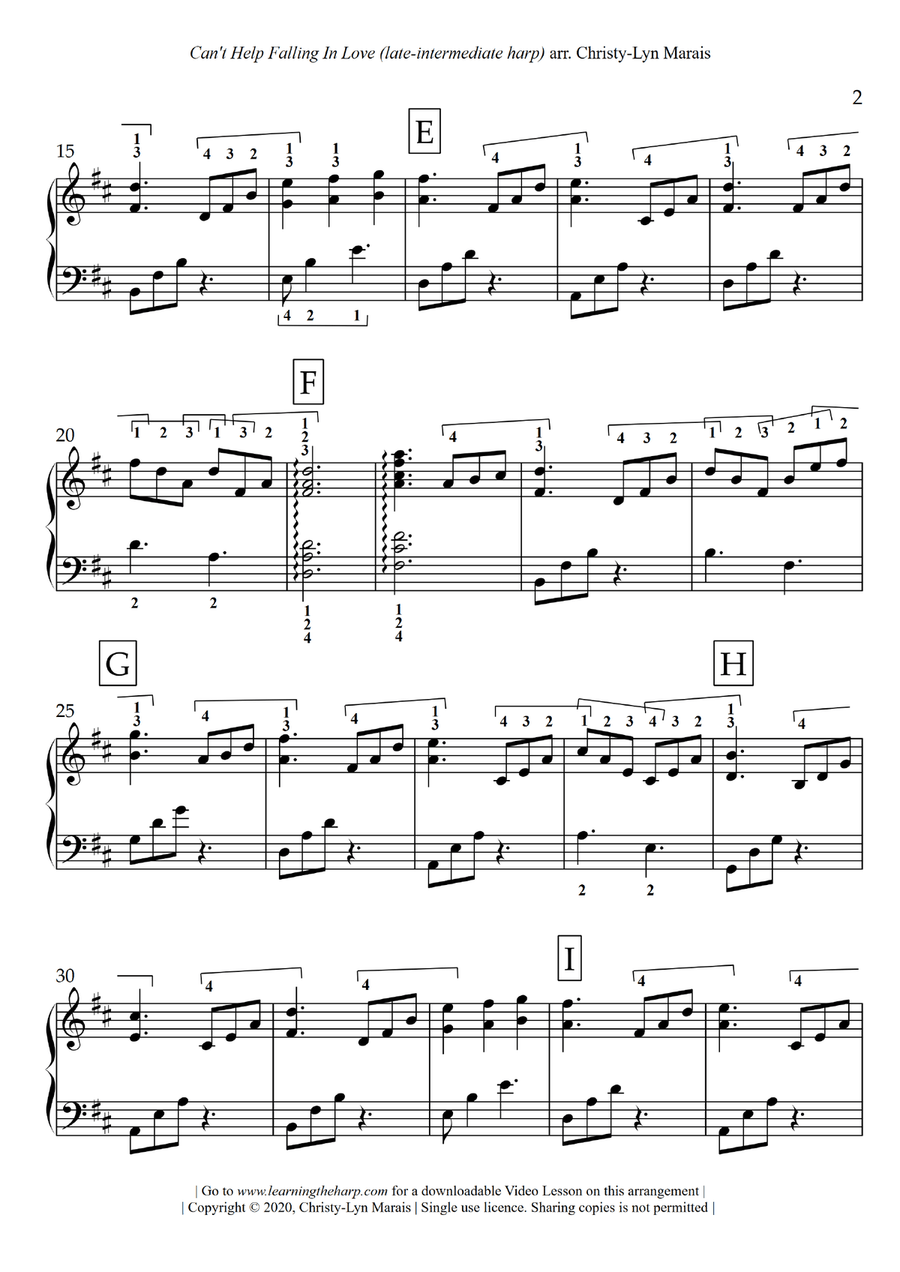 Can't Help Falling In Love Harp scores gallery preview page 3