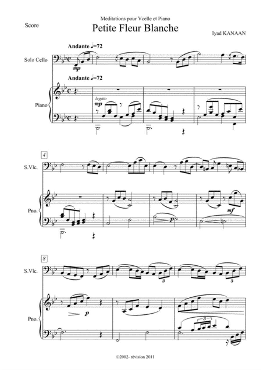 "Petite fleur blanche"for Cello and Piano op. 2 No 1