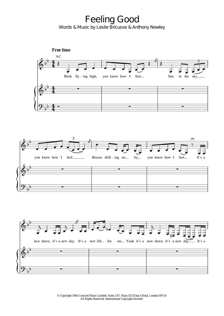 Feeling Good Feeling Good Guitar scores gallery preview page 1