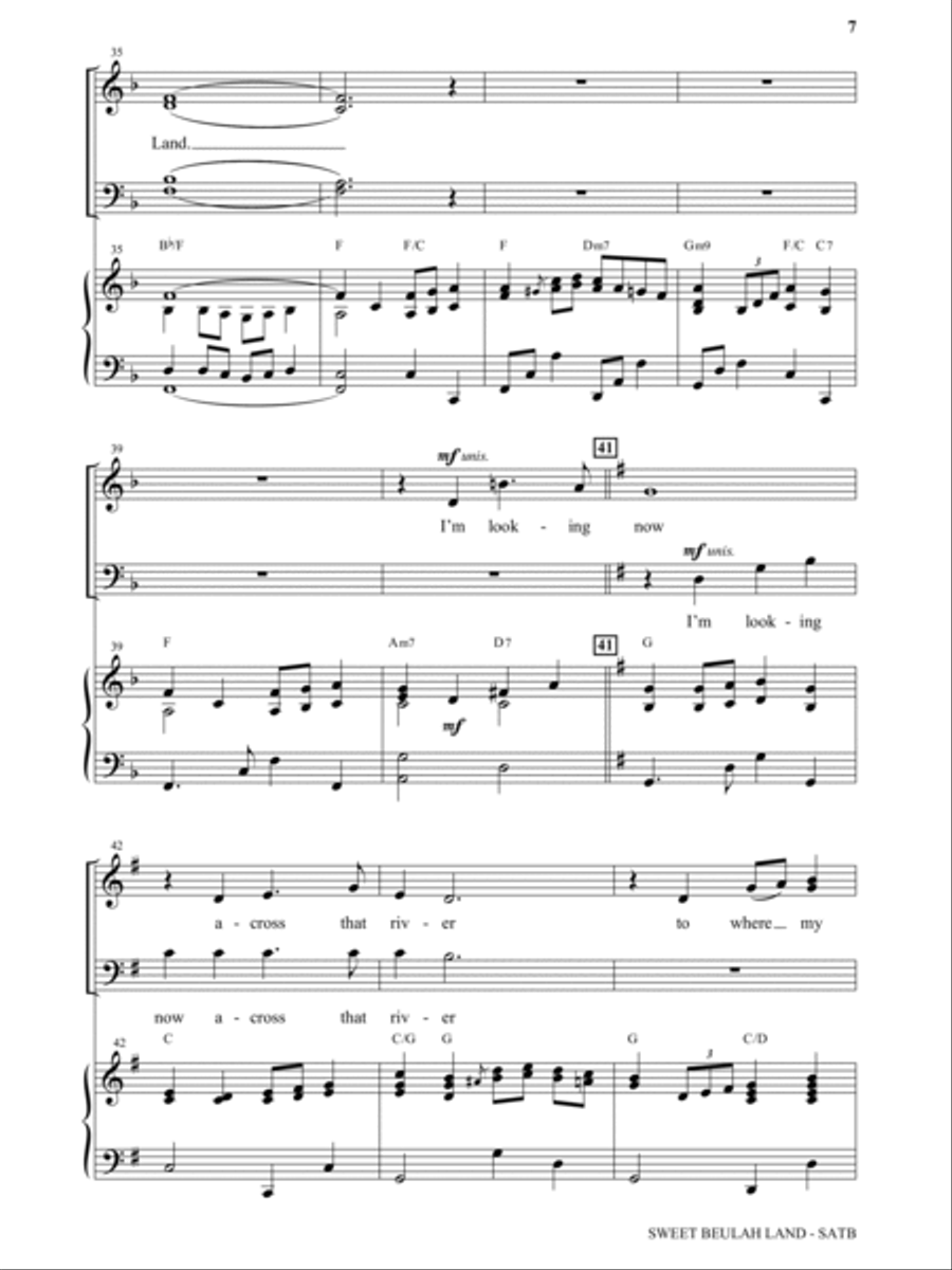 Sweet Beulah Land (arr. Stan Pethel) 4-Part scores gallery preview page 5