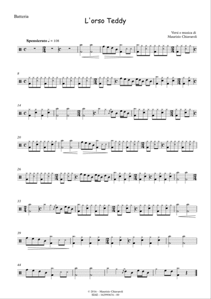 L'orso Teddy (Band version) Unison Choir scores gallery preview page 6