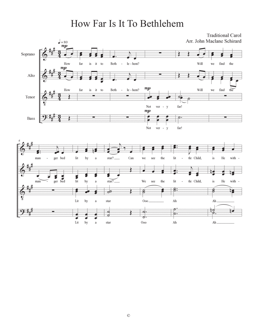 How Far Is It To Bethlehem 4-Part scores gallery preview page 1