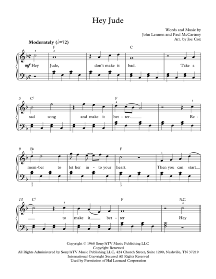 Hey Jude Hey Jude Piano, Vocal, Guitar scores gallery preview page 1
