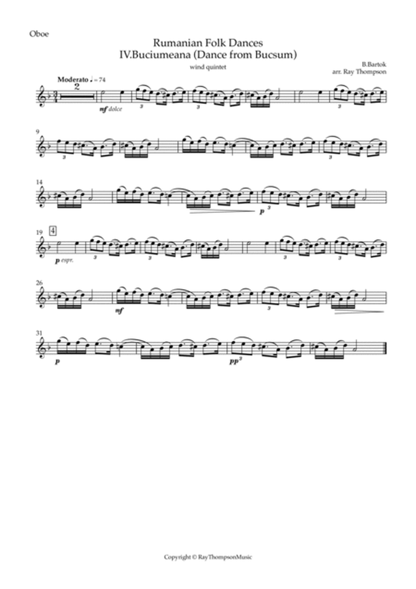 Bartók: Rumanian Folk Dances Sz.56 - 4 Buciumeana (Dance from Bucsum) - wind quintet image number null