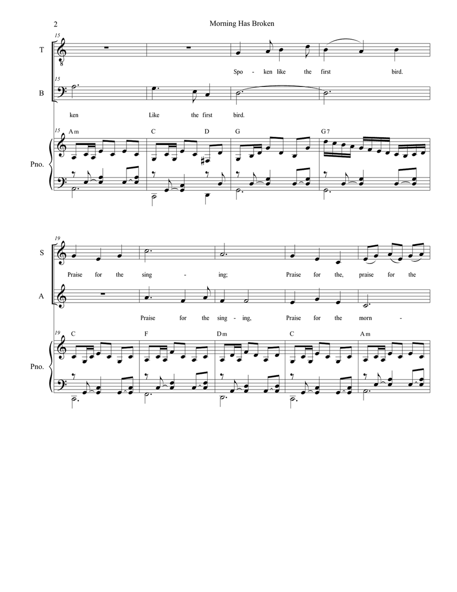 Morning Has Broken 4-Part scores gallery preview page 2