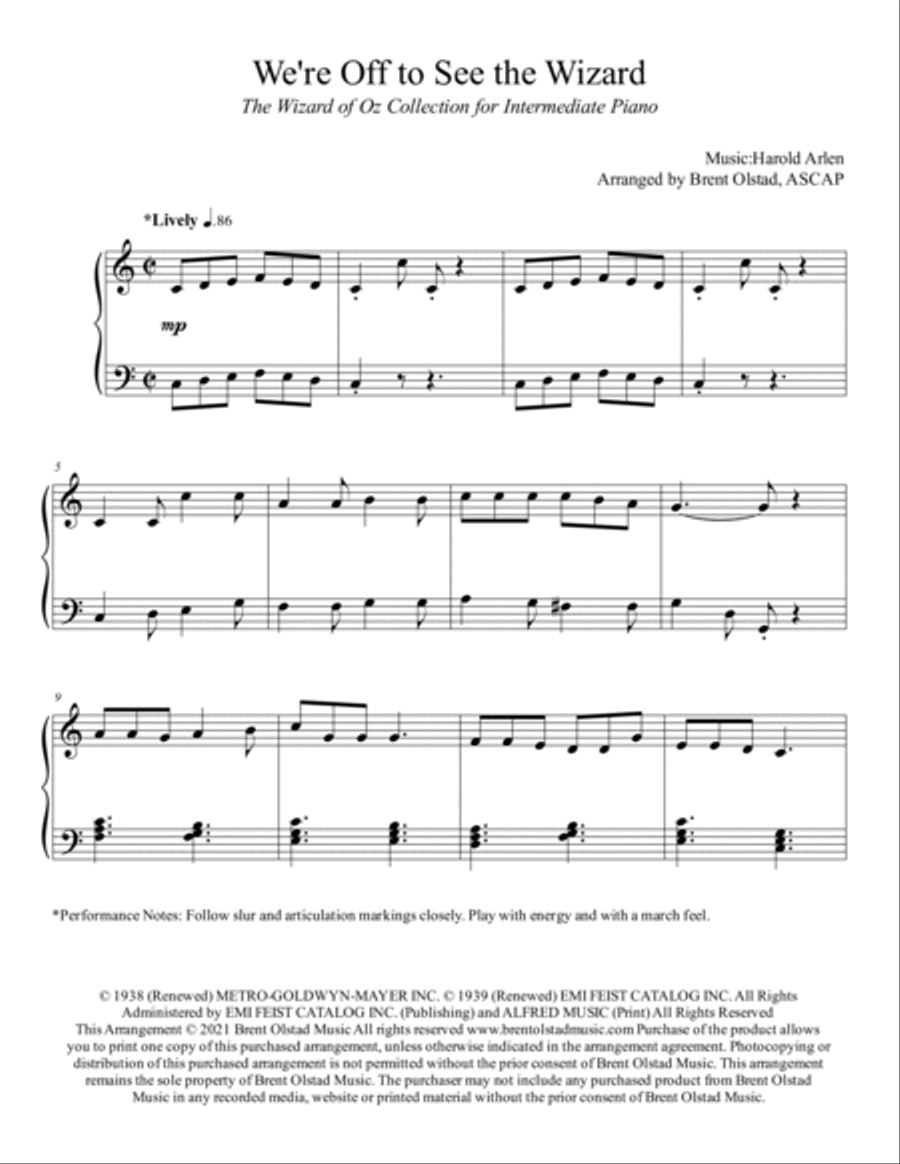 We're Off To See The Wizard Piano Solo scores gallery preview page 2
