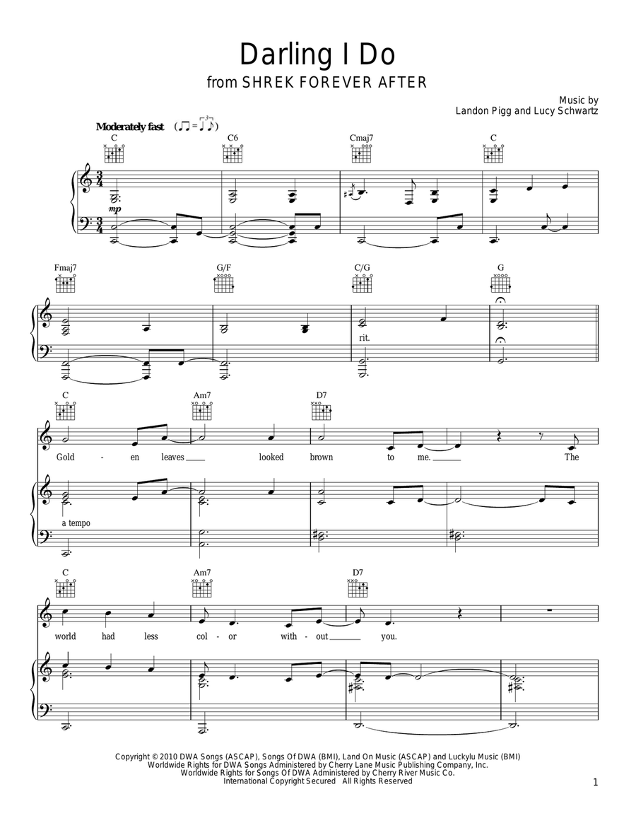 Darling I Do Piano, Vocal, Guitar scores gallery preview page 1