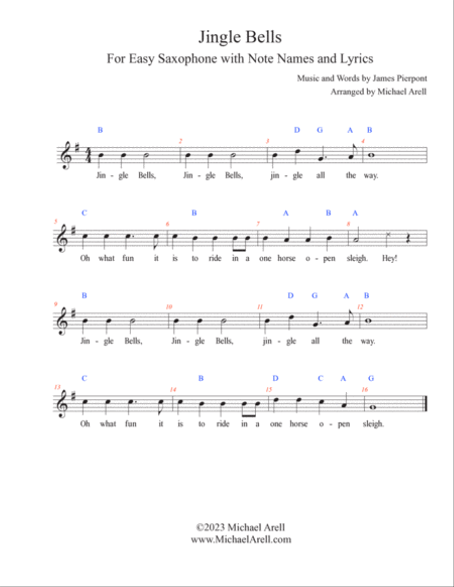 Jingle Bells--Saxophone Alto Saxophone scores gallery preview page 2