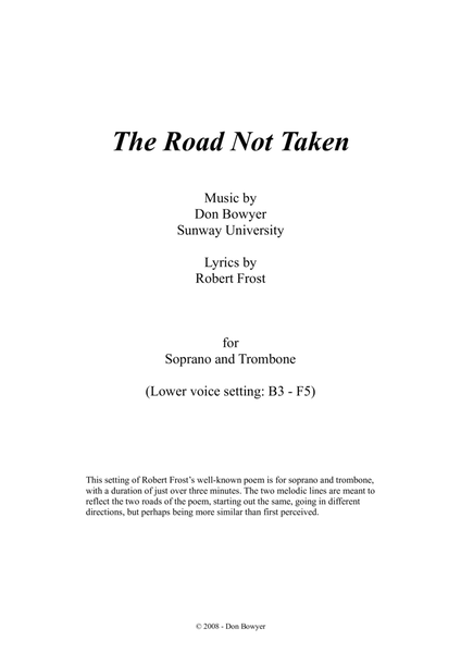 The Road Not Taken - Original Voice Range (A4 size) Trombone - Digital Sheet Music
