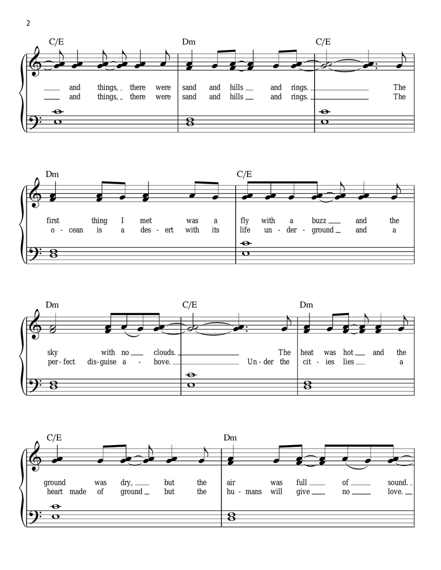 A Horse With No Name Easy Piano scores gallery preview page 2