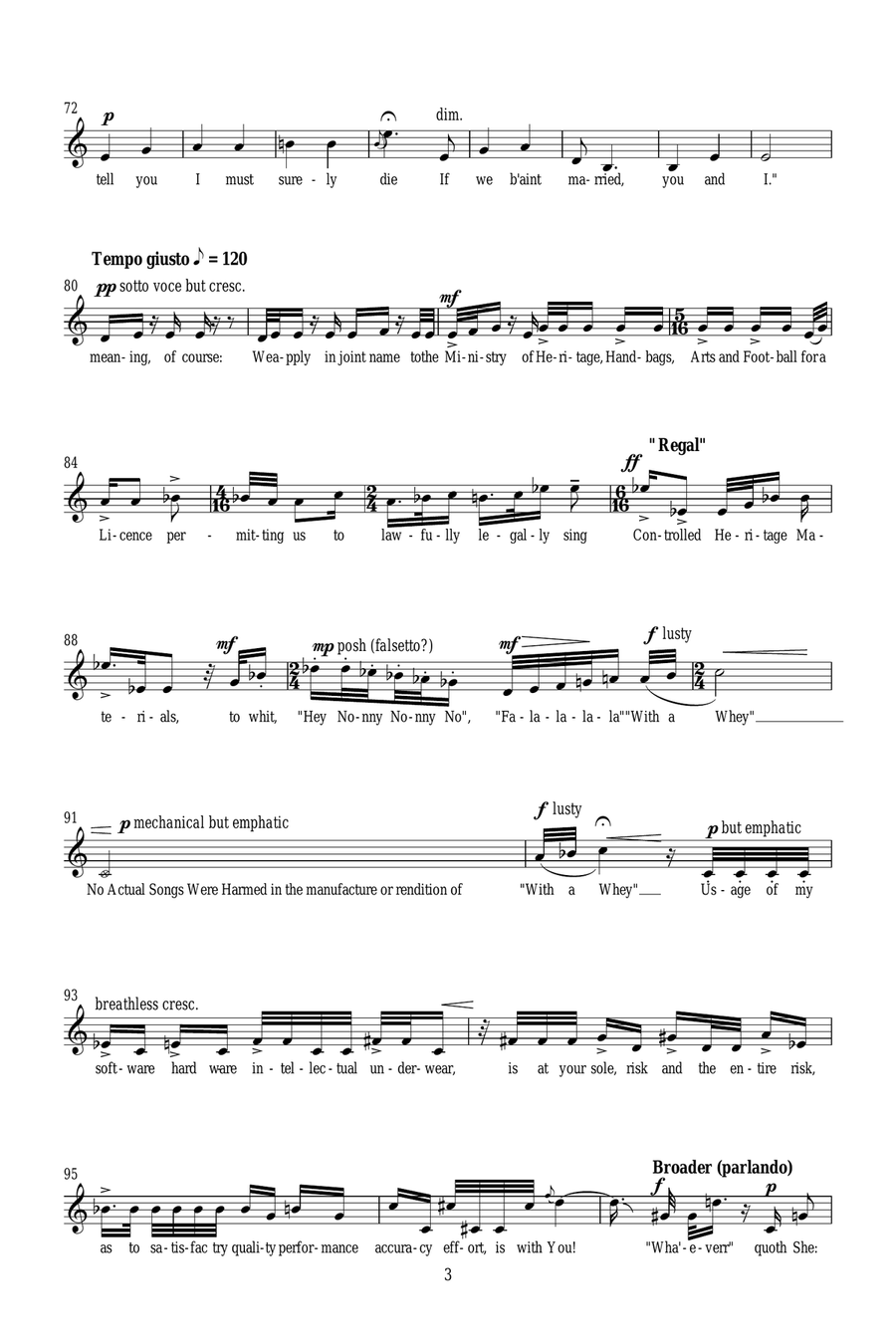 Heynonnynonny Smallprint (for baritone voice) Piano, Vocal scores gallery preview page 3