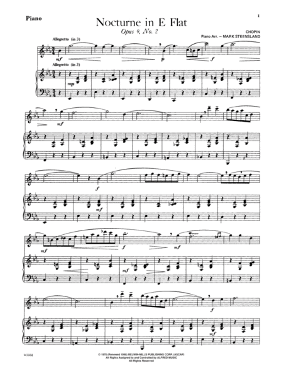 Nocturne in E-flat (Opus 9, No. 2) Small Ensemble scores gallery preview page 3
